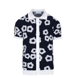 NWT Retro Flower Button Up Knit Polo